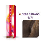 Wella Professionals, Color Touch, Zonder ammoniak, Semi-permanente haarkleuring, 6/71 Dark Blonde Ash Chestnut, 60 ml