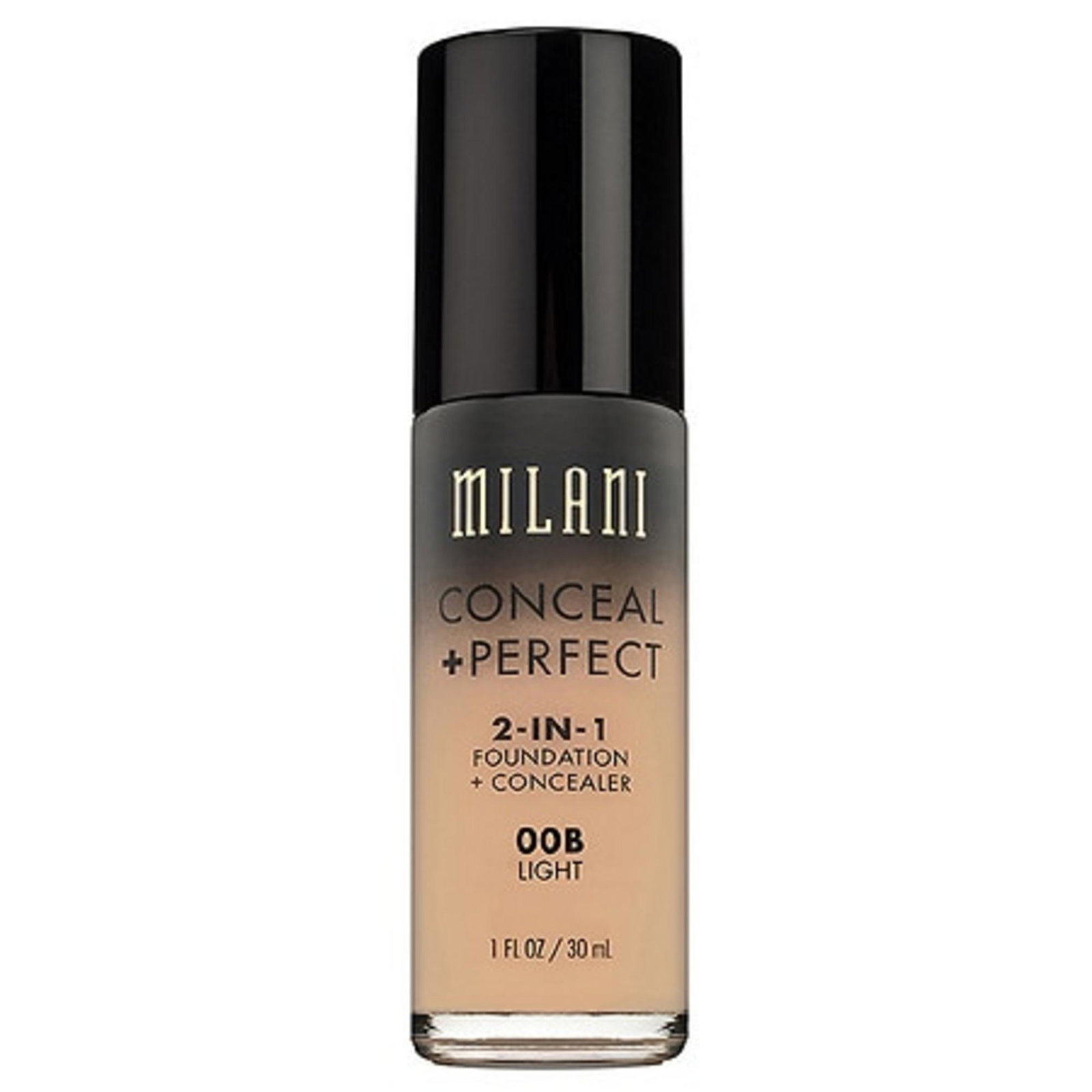 0717489702003-0-6a2a4906d3653 Milani, Conceal + Perfect, Natuurlijk, Vloeibare foundation & concealer 2-in-1, 00B, Licht, 30 ml - Afbeelding 1
