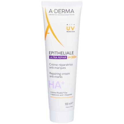 A-Derma, Epitheliale Ultra Repair, Parabeen, Reparatie, Dagelijks, Room, Voor gezicht & lichaam, SPF 50+, 100 ml