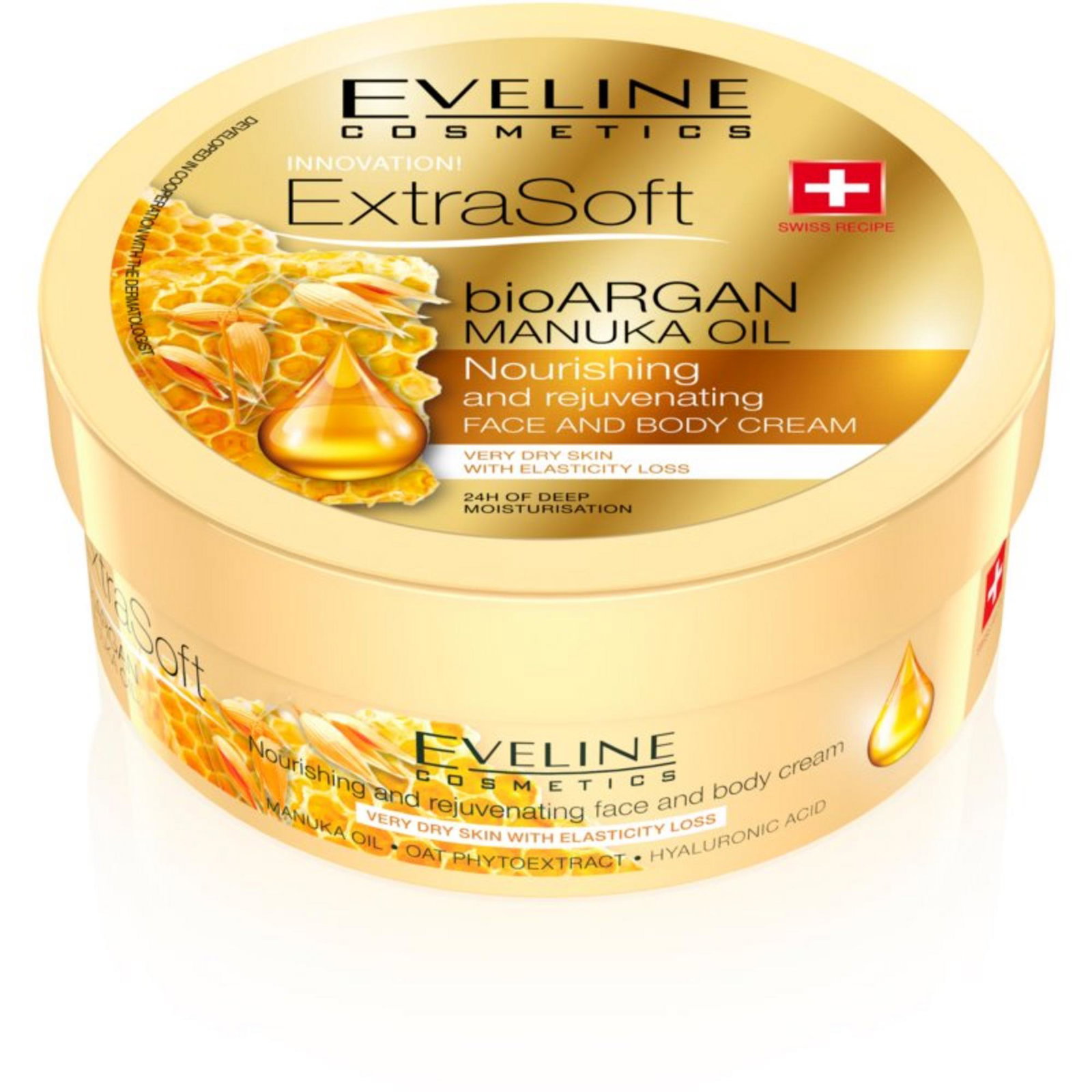 5901761965360-0-69af2b71c7be1 Eveline Cosmetics, Bio Organic, Argan & Manuka Oil, Hydratatie, Dagelijks, Room, Voor gezicht & lichaam, 175 ml - Afbeelding 1