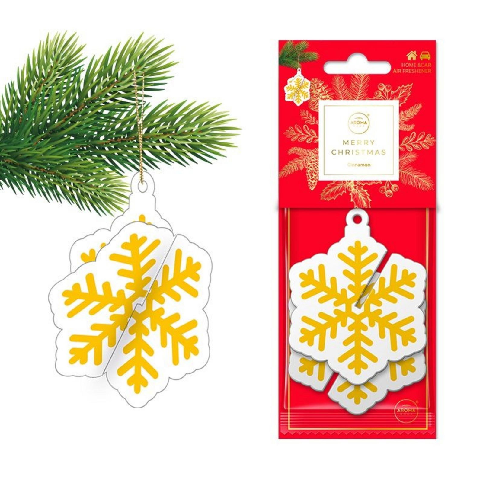 5902846837237-1-696e2d2dbd20a Aroma Car, Xmas 3D Snowflake, Cinnamon, Luchtverfrisser voor kamers - Afbeelding 1