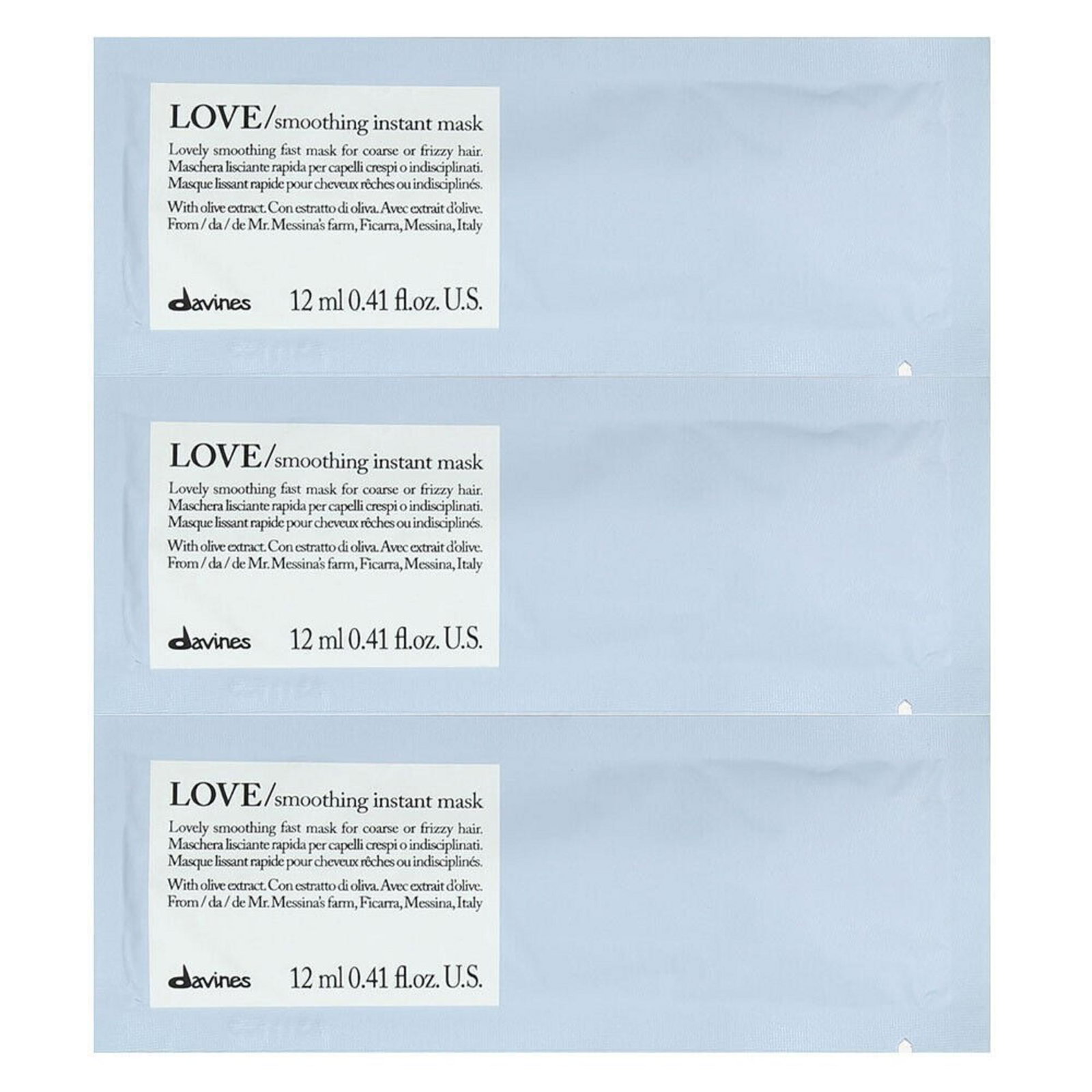 8004608275633-0-69e9f703cf103 Davines, Love Smoothing, Haarbehandelingscrèmemasker, 12 st, 12 ml - Afbeelding 1