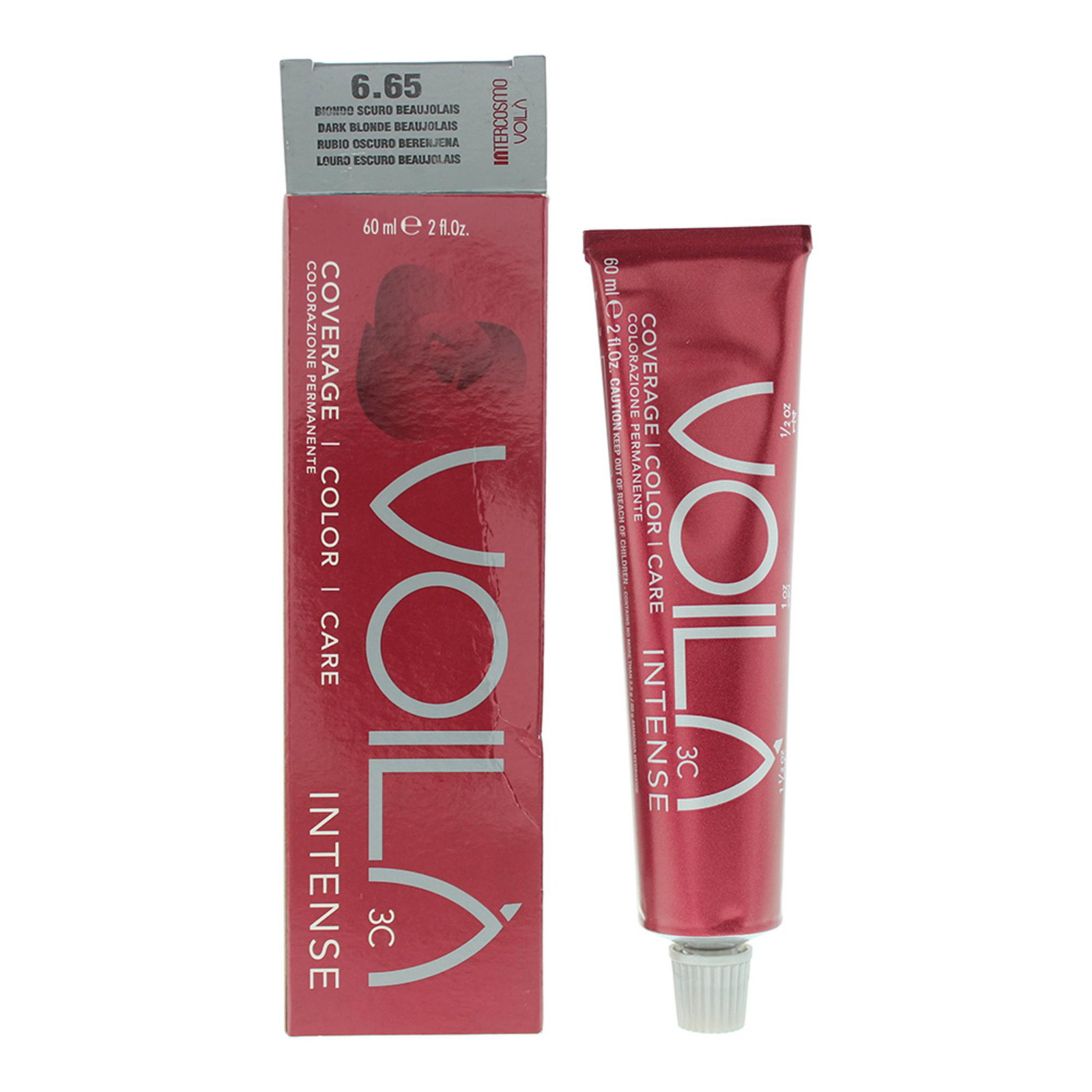 10048691-00101 Intercosmo, Voila 3C Intense, Permanente haarkleuring, 6.65 Dark Blonde Beaujolais, 60 ml - Afbeelding 1