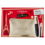 Atelier Kit Set L'Oreal Paris: Volume Million Lashes, Volumizing & Lengthening, Mascara, Black, 8.9 ml + Paradise Le Khol, Kajal Eye Pencil, 1.2 g + Textile Makeup Bag, Gold