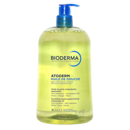 Bioderma, Atoderm, Anti-irritatie, Doucheolie, Voor gezicht & lichaam, Voor zeer droge tot atopische gevoelige huid, 1000 ml