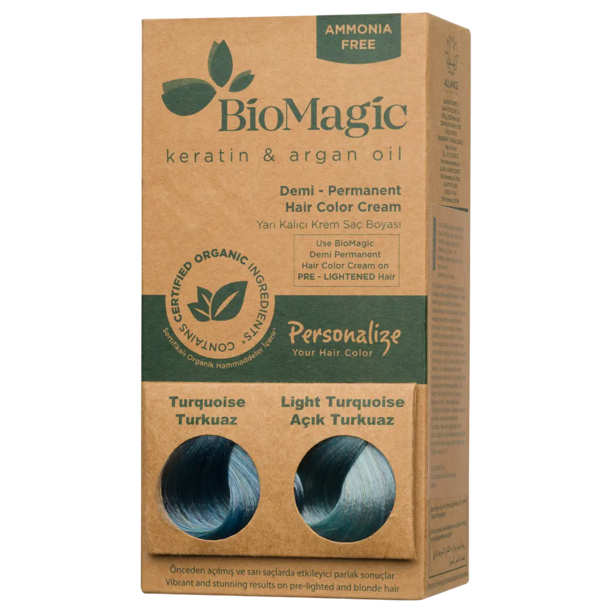 biomagic-biomagic-keratin-argan-oil-demi-permanent-hair-dye-turquoise-60-ml-1763103791 Biomagic, Biomagic, Keratine en arganolie, Semi-permanente haarkleuring, Turquoise, 250 ml *Tester - Afbeelding 1