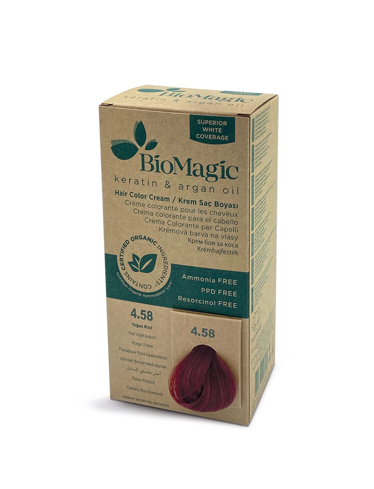 biomagic-biomagic-keratin-argan-oil-permanent-hair-dye-4-58-250-ml-tester-1763552889 Biomagic, Biomagic, Keratin & Argan Oil, Permanente haarkleuring, 4.58 , 250 ml *Tester - Afbeelding 1
