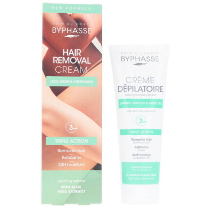 Byphasse, Byphasse, Aloe Vera, Ontharingscrème, Voor alle huidtypes, Voor benen, 125 ml