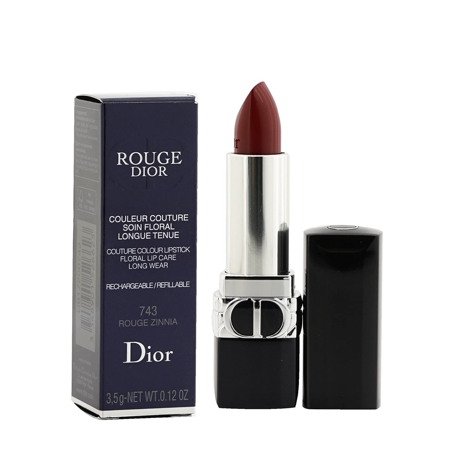 christian-dior-couture-colour-satin-finish-cream-lipstick-743-rouge-zinnia-refillable-3-5-g-1747291643 Christian Dior, Couture Colour, Satijnen afwerking, Crèmelippenstift, 743, Rode Zinnia, Navulbaar, 3.5 g - Afbeelding 1