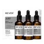 Daily Routine Set Revox B77: Just, Squalane, Nourishing, Oil, For Face, 30 ml + Just, Caffeine 5%, Anti-Dark Circles, Day, Eye Serum, 30 ml + Just, Hyaluronic Acid 5%, Hydrating, Fluid, For Face, 30 ml