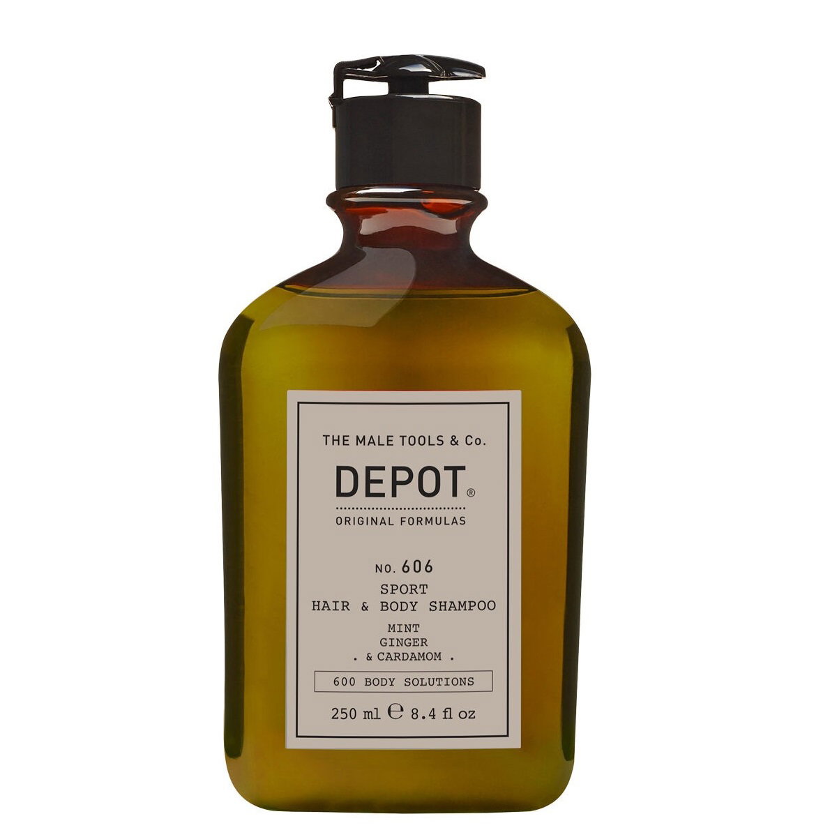 depot-600-body-solutions-606-sport-hair-body-shampoo-vitamin-e-shower-gel-and-shampoo-2-in-1-250-ml-0-8032274086994-1670779789 Depot, 600 Body Solutions No. 606, Munt, Gember & Kardemom, Douchegel & Shampoo 2-in-1, Botanisch complex, 250 ml - Afbeelding 1