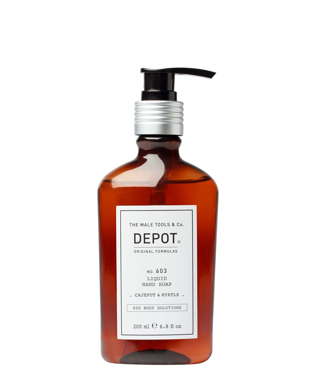 depot-600-body-solutions-no-603-glycerin-cleansing-liquid-soap-for-hands-200-ml-1671214260 Depot, 600 Body Solutions No. 603, Kajeput & Mirte, Sorbitol, Reiniging, Vloeibare zeep, Voor handen, 200 ml - Afbeelding 1