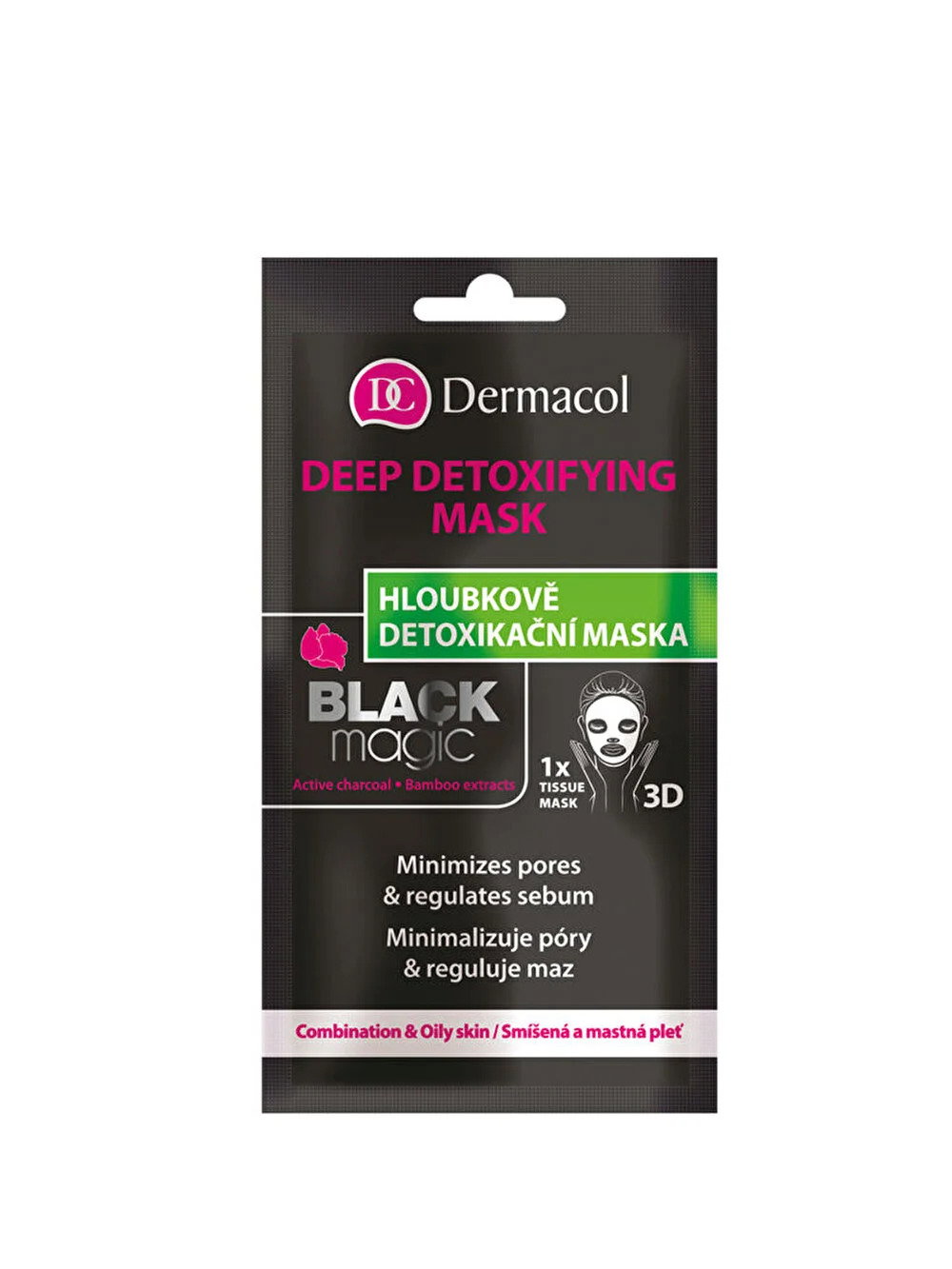 dermacol-black-magic-activated-charcoal-detoxifying-sheet-mask-for-face-1-ml-1687518353 Dermacol, Black Magic, Geactiveerde koolstof, Ontgiftend, Gezichtsmasker, Voor gezicht, 15 ml *Tester - Afbeelding 1