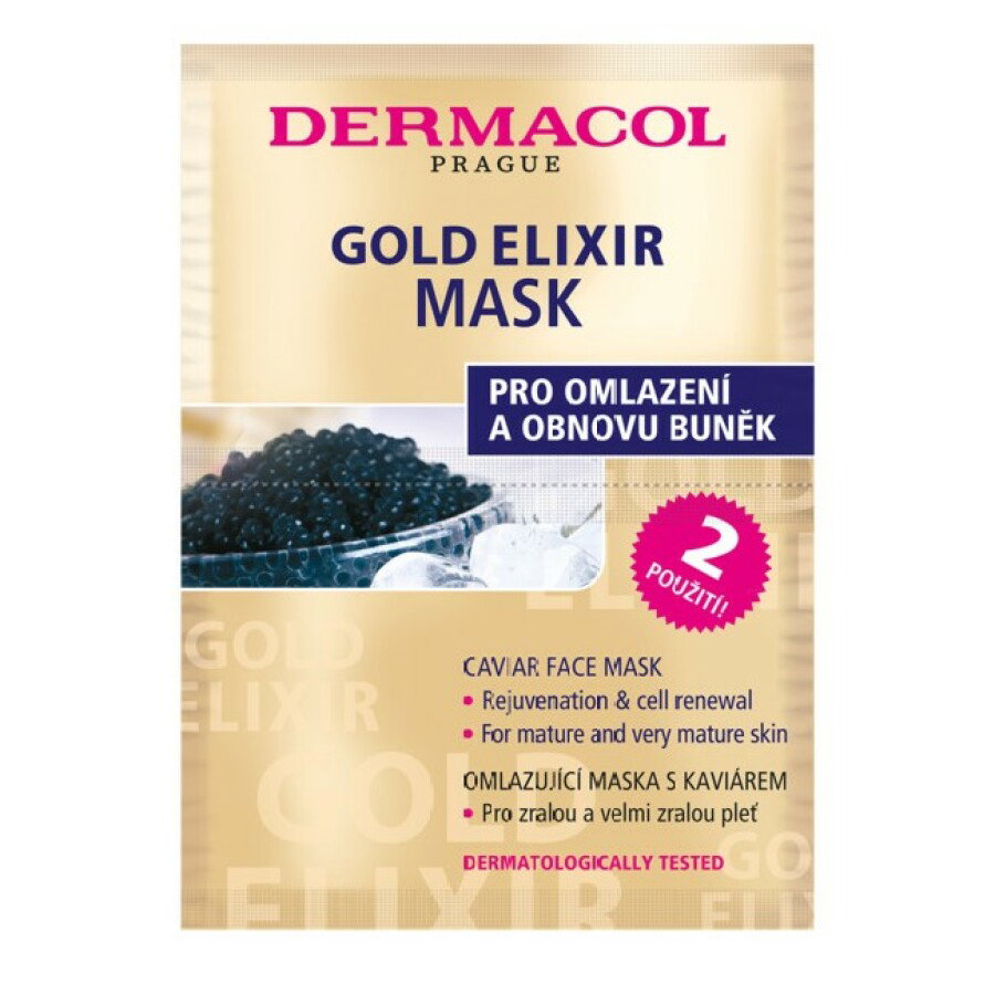 dermacol-gold-elixir-caviar-extract-anti-ageing-cream-mask-for-face-x2-pcs-8-g-1680082190 Duo Set, Dermacol, Gold Elixir, Kaviaarextract, Anti-veroudering, Crèmemasker, Voor gezicht, 2 st, 8 g - Afbeelding 1
