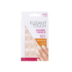 Set, Elegant Touch, Natural French, Vierkant, Kunstnagels, Kaal, 101, Maat medium, 24 st