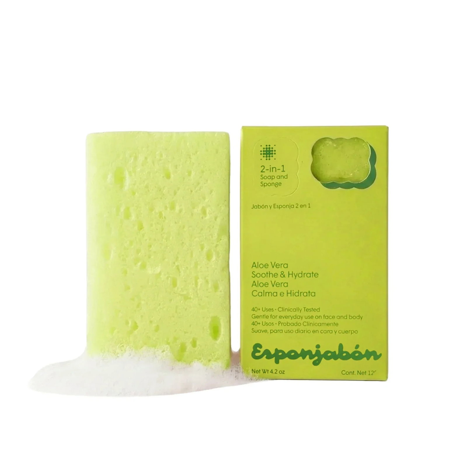 esponjabon-aloe-vera-hydrating-soothing-soap-sponge-2-in-1-for-face-body-120-g-1785844897 Esponjabon, Aloe Vera, Hydraterend & Kalmerend, Zeep en spons 2-in-1, Voor gezicht & lichaam, 120 g - Afbeelding 1