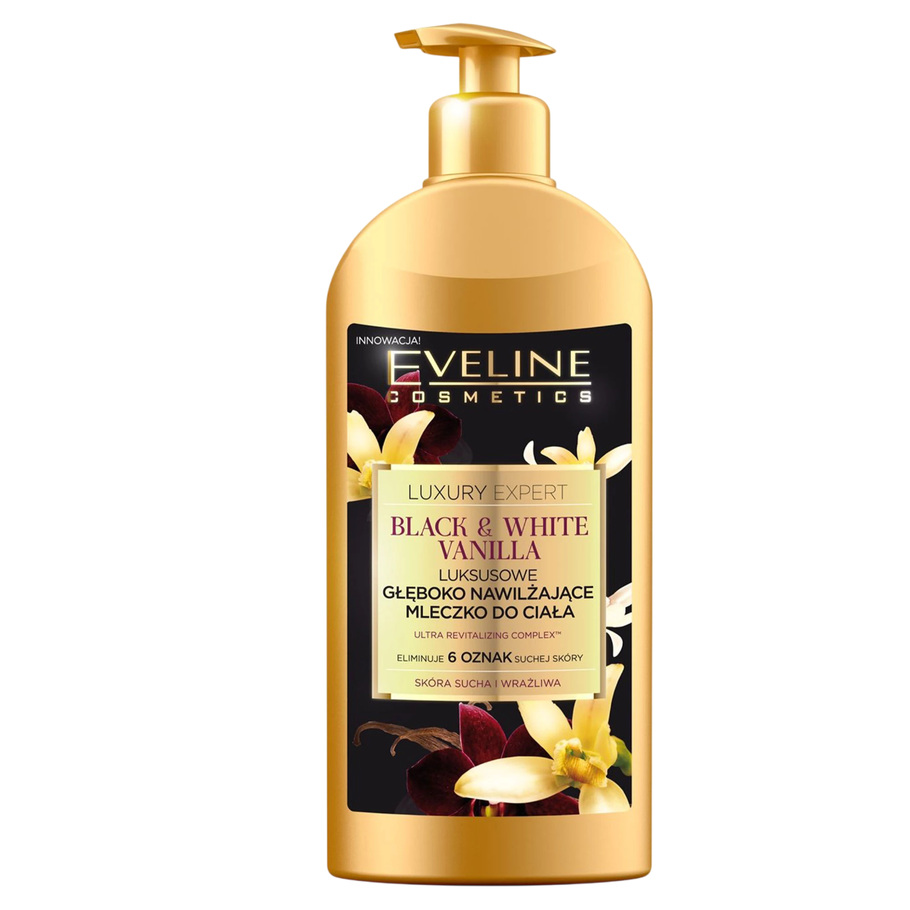 eveline-cosmetics-luxury-expert-black-white-vanilla-vanilla-hydrating-apply-daily-body-lotion-350-ml-1773223306 Eveline Cosmetics, Luxury Expert Black & White Vanilla, Vanille, Hydraterend, Dagelijks aanbrengen, Bodylotion, 350 ml - Afbeelding 1