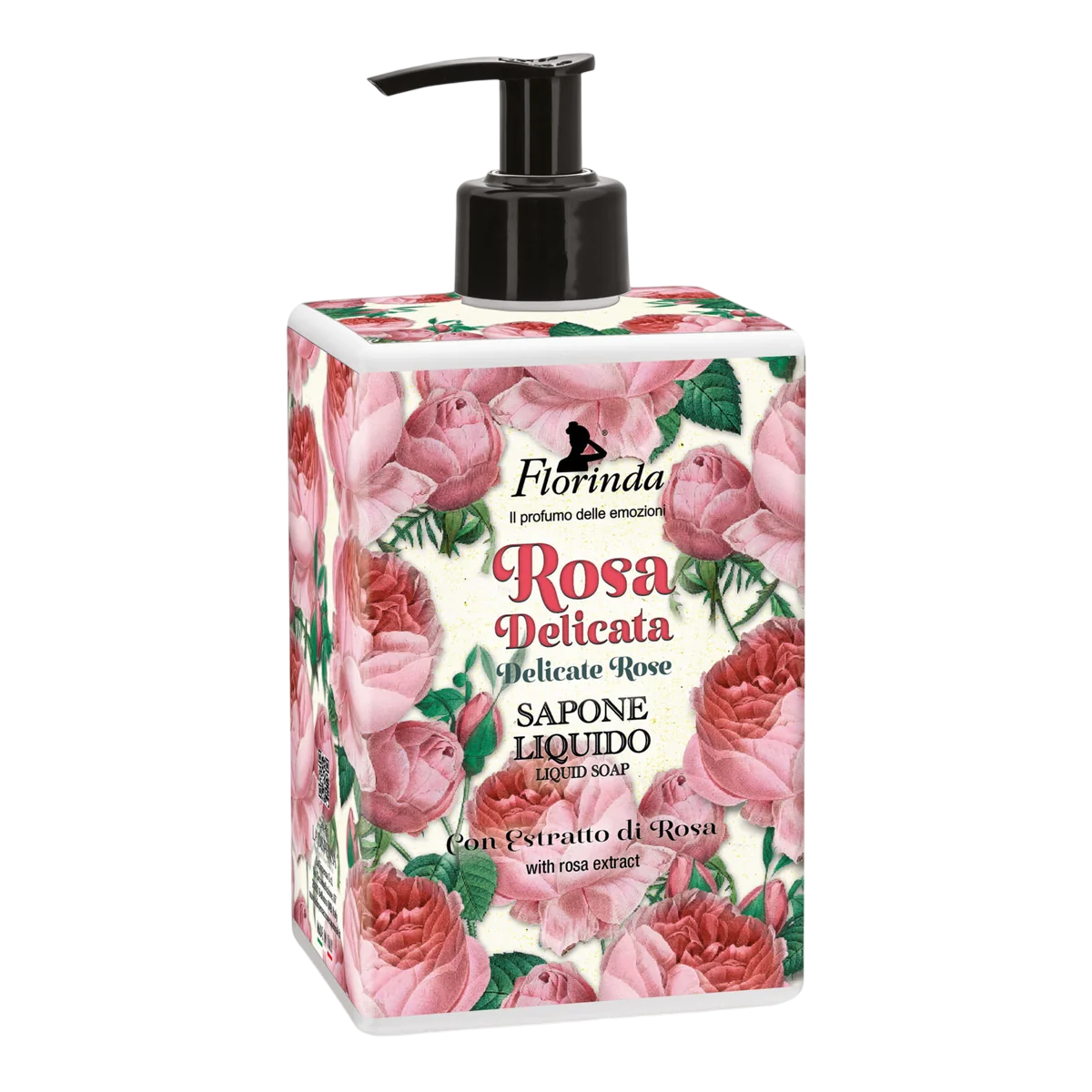 florinda-rosa-delicata-cleansing-softening-liquid-soap-hands-face-body-500-ml-1785846221 Florinda, Rosa Delicata, Cleansing & Softening, Vloeibare zeep, Hands & Face & Body, 500 ml - Afbeelding 1