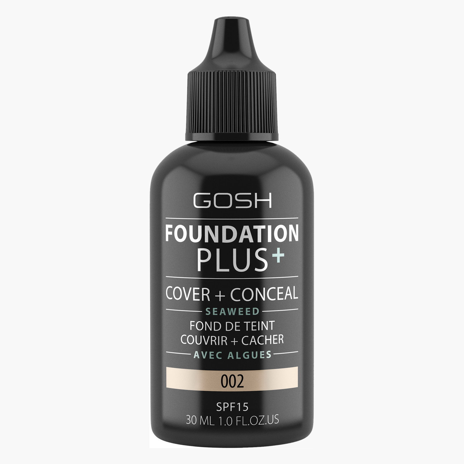 gosh-foundation-plus-cover-conceal-liquid-foundation-002-spf15-30-ml-1786005995 Gosh, Foundation Plus+, Cover & Conceal, Vloeibare foundation, 002, SPF15, 30 ml - Afbeelding 1
