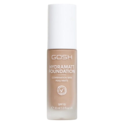 Gosh, Hydramatt, Mat, Vloeibare foundation, 012N, Middeldonker, SPF15, 30 ml