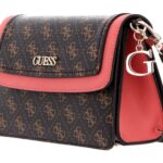 Guess, Camy, Kunstleer, 4G-logo, Textiel schoudertas, Koraal/Bruin, Voor vrouwen