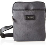Guess, Dan, Platte top met rits, Textiel schoudertas, Grijs, 19 x 23 x 2,5 cm, Voor mannen