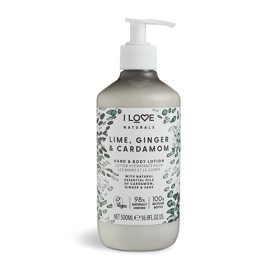 i-love-lime-ginger-cardamon-cleansing-liquid-soap-for-hands-500-ml-1671022885 I Love, Naturals Collection, Veganist, Hydraterend, Limoen, gember & kardemom, Lotion, Voor handen & lichaam, 500 ml - Afbeelding 1