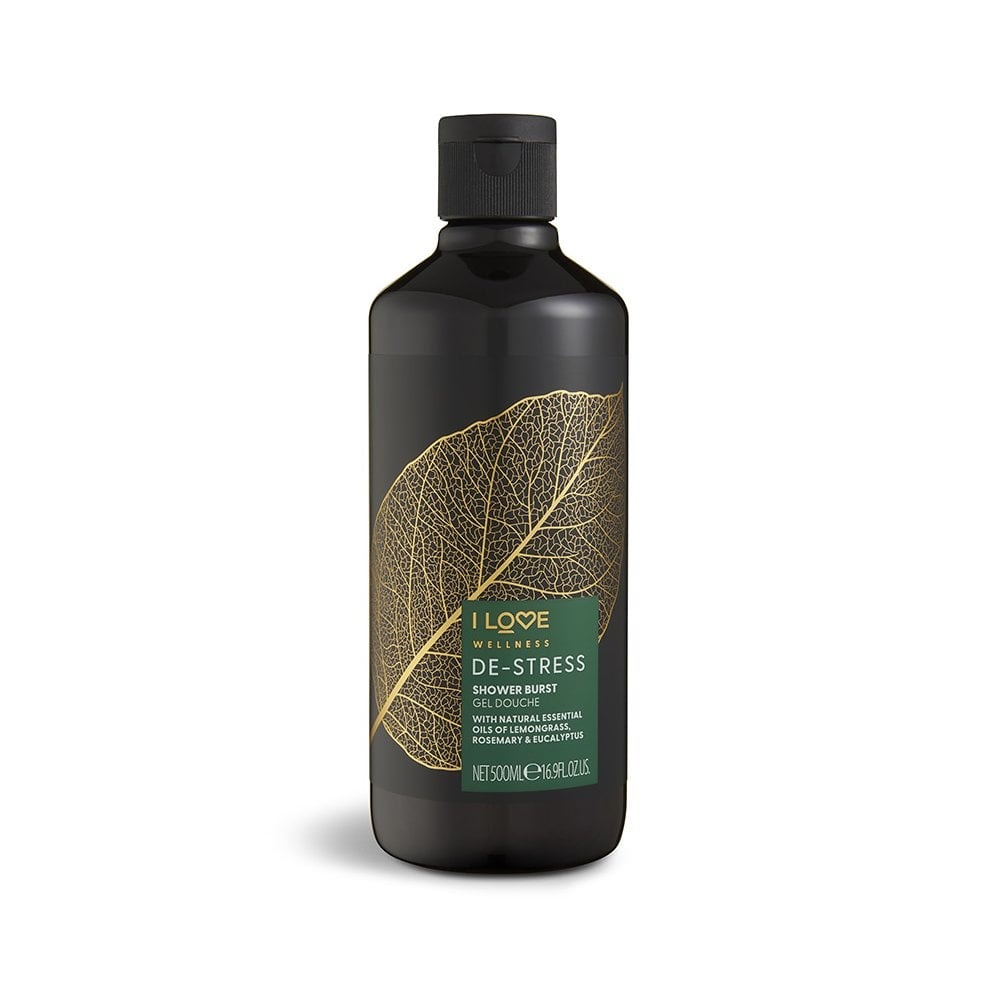 i-love-wellness-destress-shower-gel-unisex-500-ml-1673599099 I Love, Wellness De-Stress, Veganist, Rozemarijn, Eucalyptus & Citroengras, Reiniging, Douchegel, Voor alle huidtypes, 500 ml - Afbeelding 1