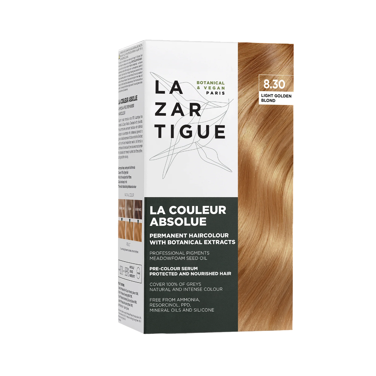 lazartigue-la-couleur-absolue-permanent-hair-dye-8-30-light-golden-blond-143-ml-1752127095 Lazartigue, La Couleur Absolue, Permanente haarkleuring, 8.30 Light Golden Blond, 143 ml - Afbeelding 1