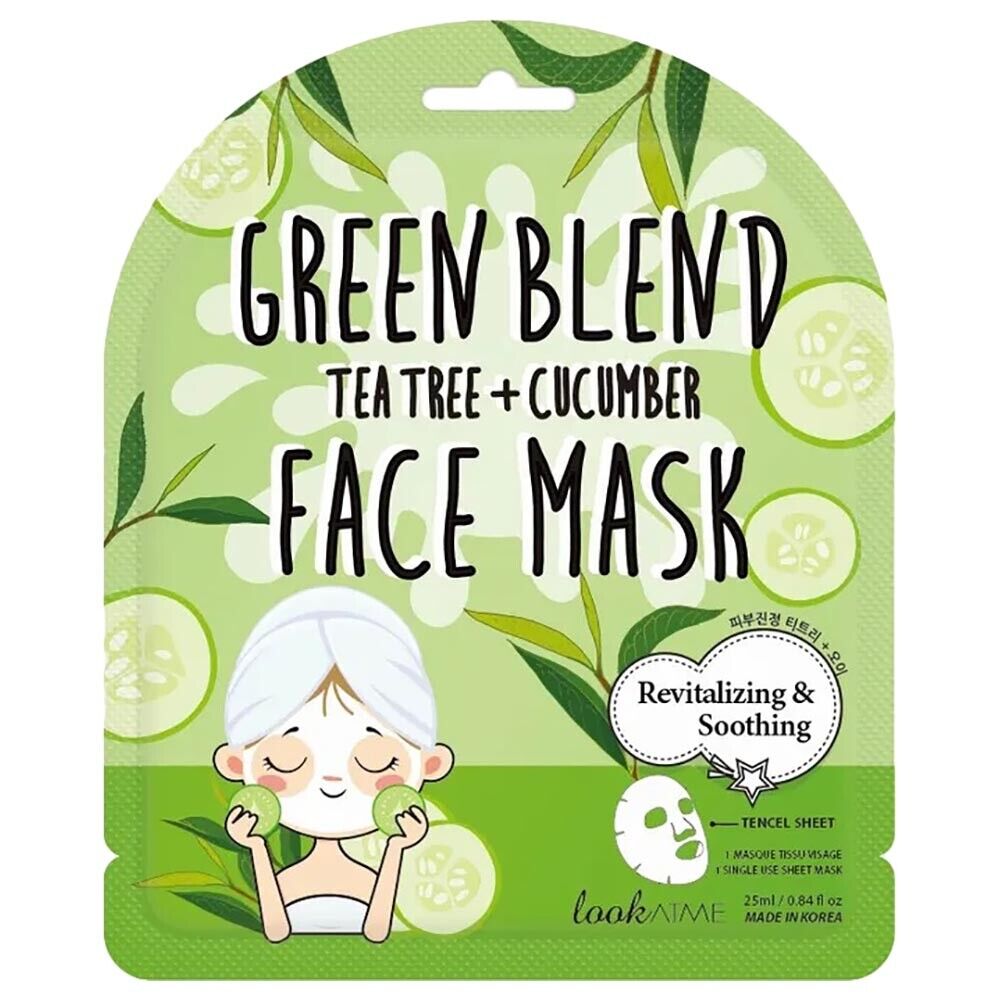 look-at-me-green-blend-cucumber-revitalising-sheet-mask-for-face-25-ml-1724658507 Look At Me, Green Blend, Komkommer, Revitaliseren, Gezichtsmasker, Voor gezicht, 25 ml - Afbeelding 1
