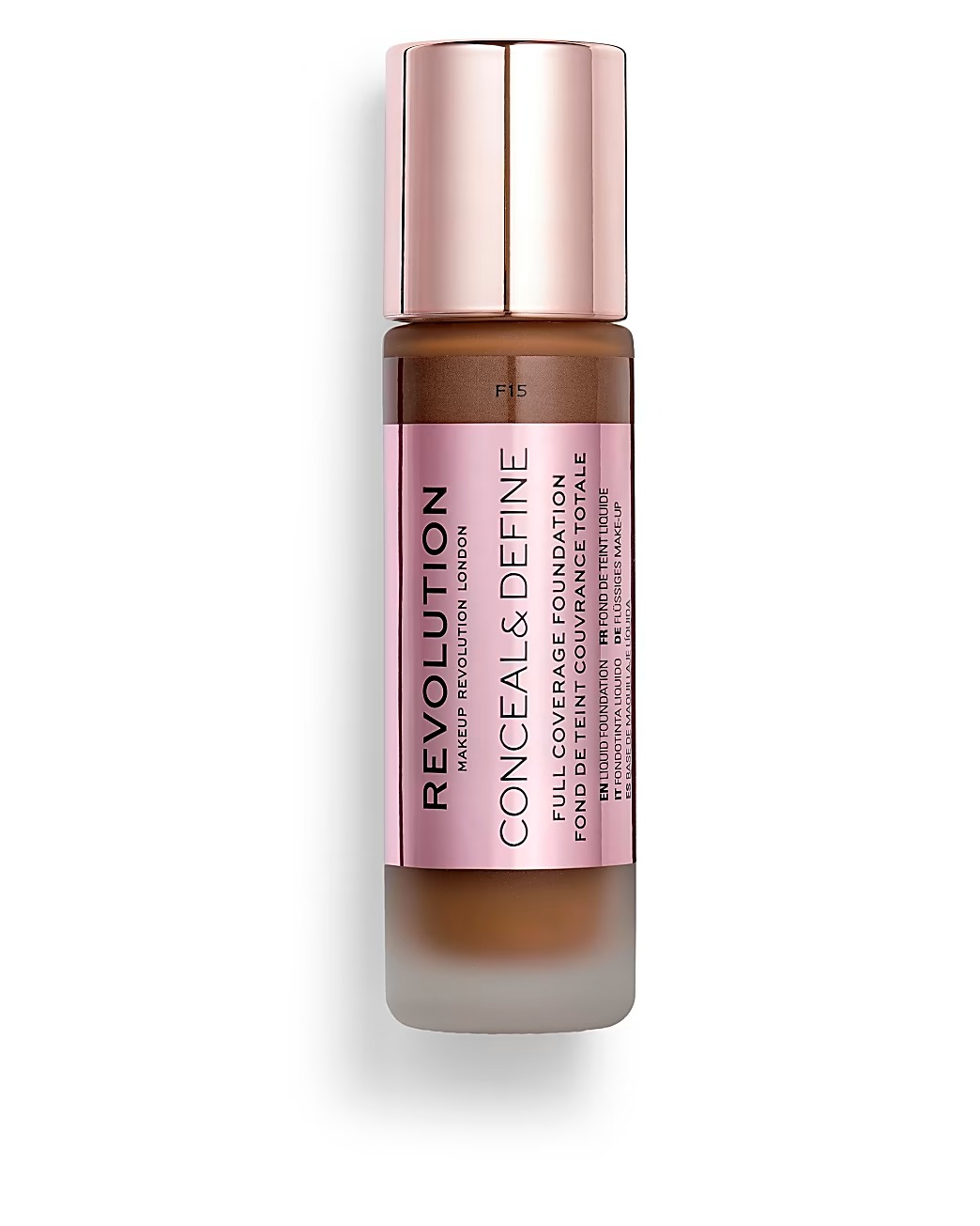 makeup-revolution-conceal-define-oil-free-cream-foundation-f-13-5-23-ml-1678343129 Makeup Revolution, Conceal & Define, Olievrij, Crème foundation, F 15, 23 ml - Afbeelding 1