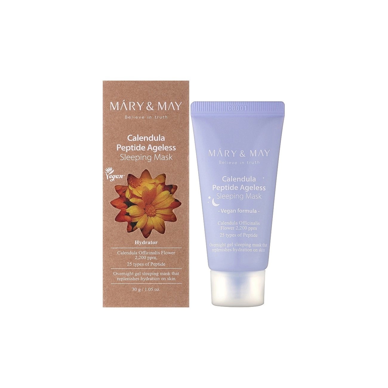 mary-and-may-calendula-peptide-ageless-hydrating-calming-night-sleeping-mask-30-g-1785821718 Mary and May, Calendula Peptide Ageless, Hydrating & Calming, Nacht slaapmasker, 30 g - Afbeelding 1