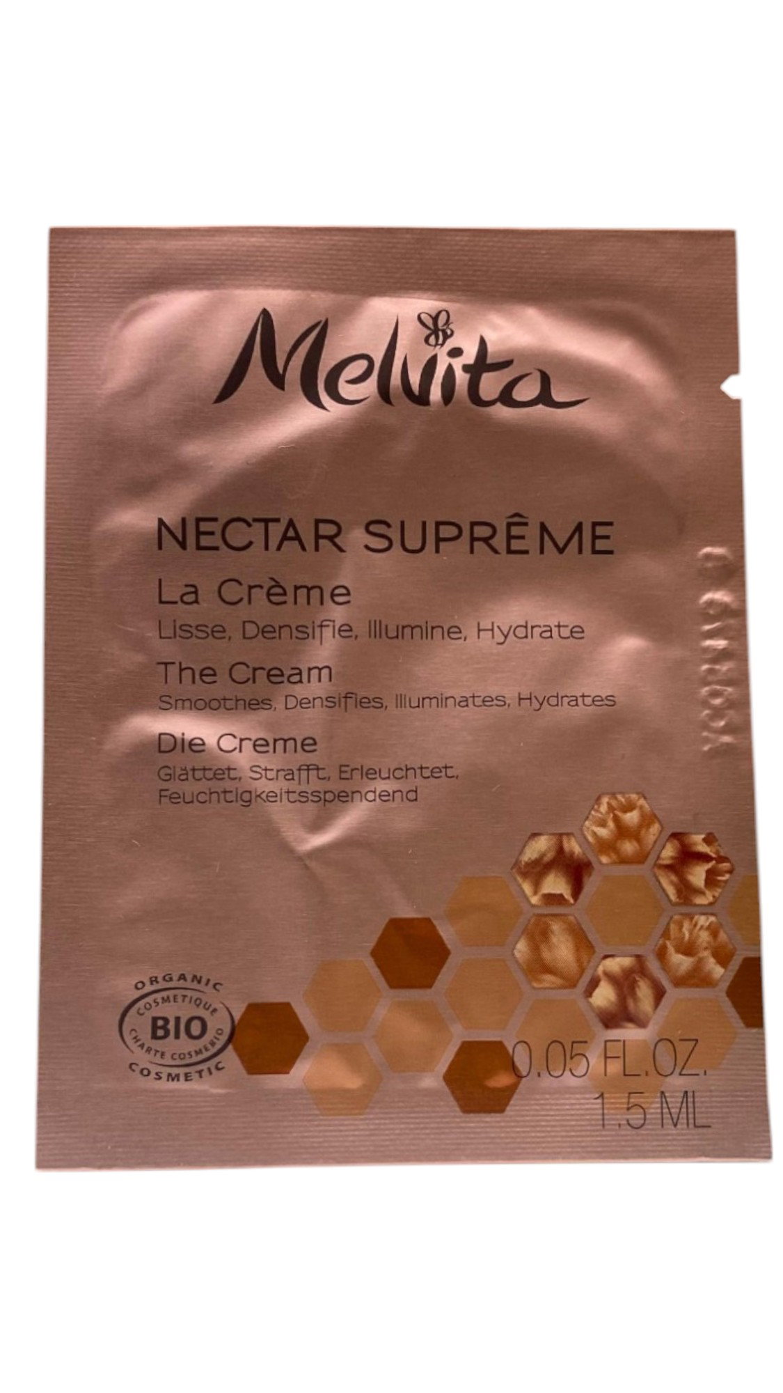 melvita-nectar-supreme-organic-smoothing-densifying-illuminating-cream-for-face-1-5-ml-sample-1745306797 Melvita, Nectar Supreme, Biologisch, Gladmaken, verdichten & verlichten, Room, Voor gezicht, 1.5 ml *Voorbeeld - Afbeelding 1