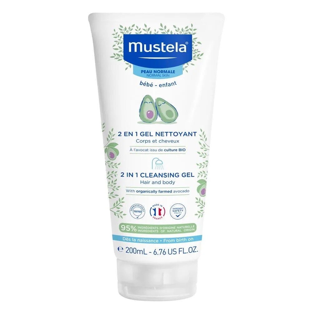 mustela-2-in-1-avocado-gentle-cleansing-cleansing-gel-for-face-hair-200-ml-1764857813 Mustela, 2 In 1, Avocado, Zachte reiniging, Reinigingsgel, Voor gezicht & haar, 200 ml - Afbeelding 1