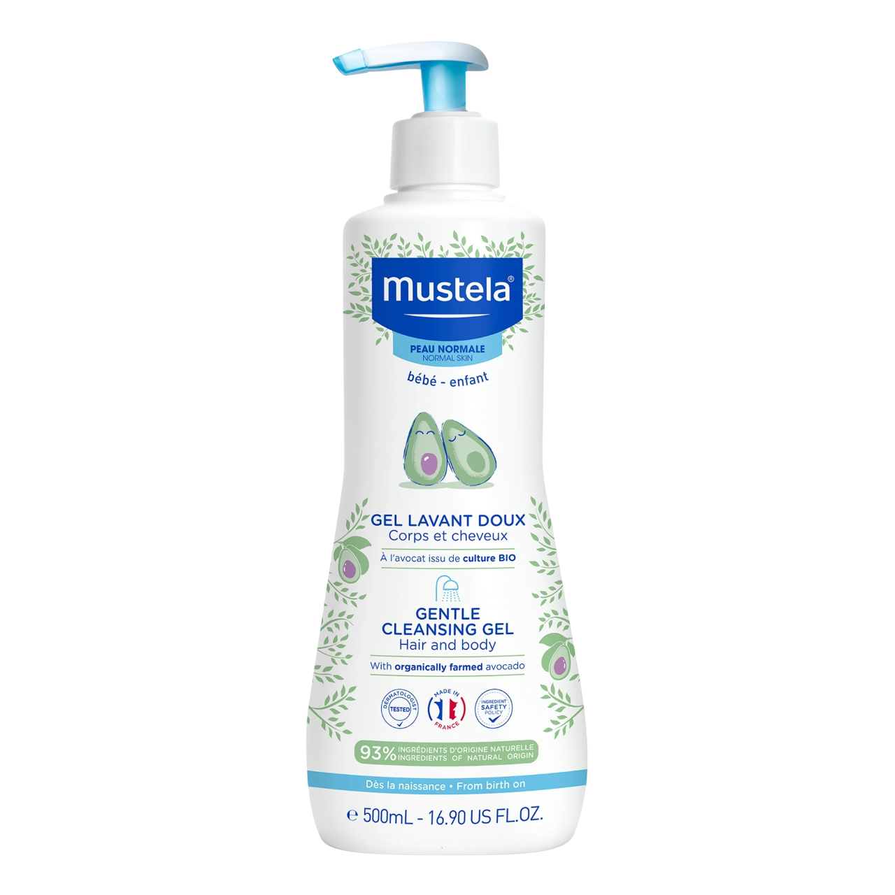 mustela-mustela-avocado-gentle-cleansing-cleansing-gel-for-face-hair-500-ml-1764857550 Mustela, Mustela, Avocado, Zachte reiniging, Reinigingsgel, Voor gezicht & haar, 500 ml - Afbeelding 1