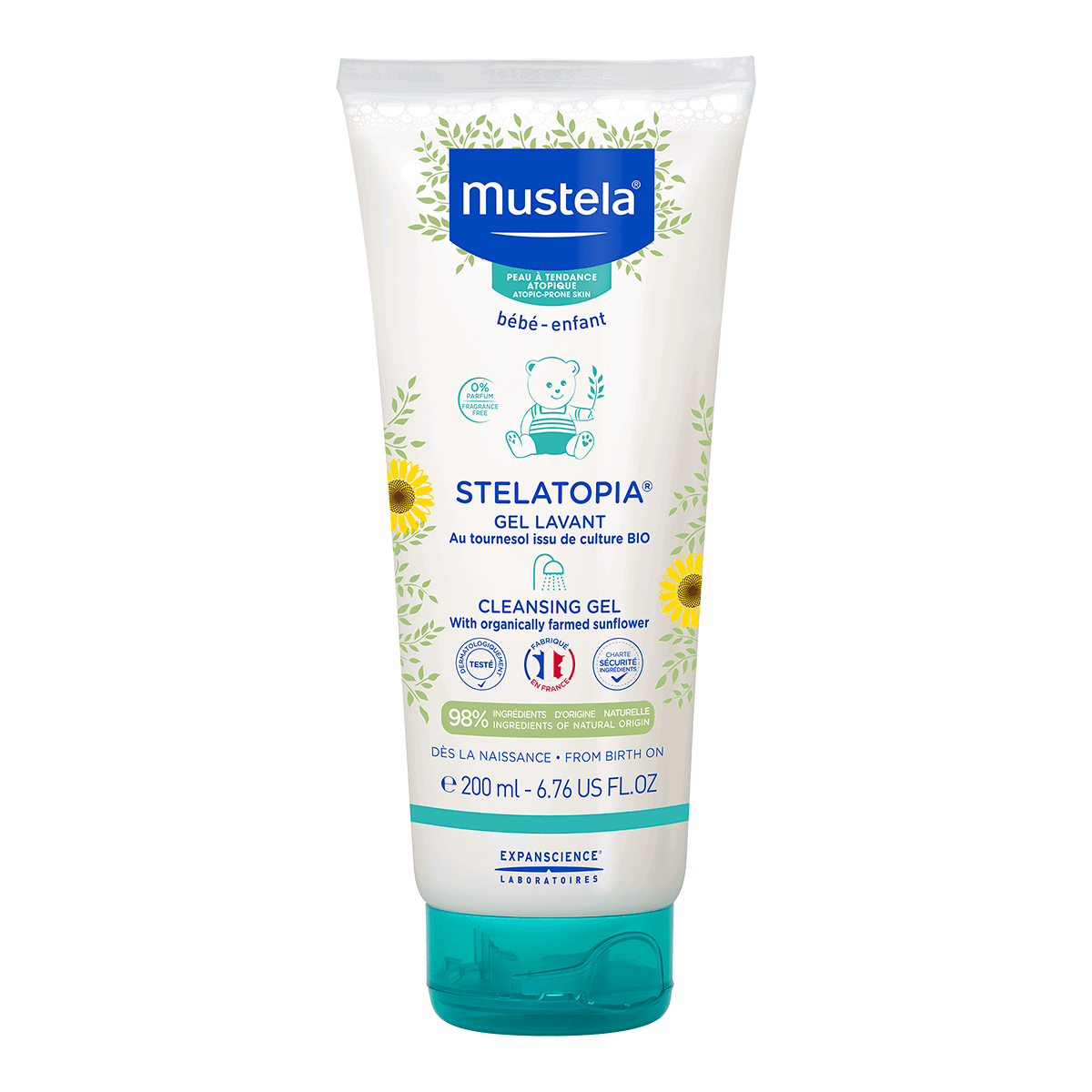 mustela-stelatopia-sunflower-soothing-calming-shower-gel-for-very-dry-to-atopic-sensitive-skin-200-ml-1764921115 Mustela, Stelatopia, Zonnebloem, Kalmerend en rustgevend, Douchegel, Voor zeer droge tot atopische gevoelige huid, 200 ml - Afbeelding 1
