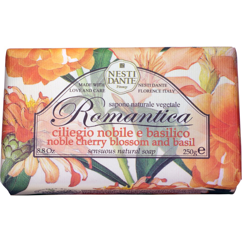 nesti-dante-romantica-natural-ingredients-cleansing-softening-cherry-blossom-basil-scented-soap-bar-body-250-g-1784113072 Nesti Dante, Romantica, Natuurlijke ingrediënten, Cleansing & Softening, Cherry Blossom & Basil, Geparfumeerde zeepbar, Lichaam, 250 g - Afbeelding 1