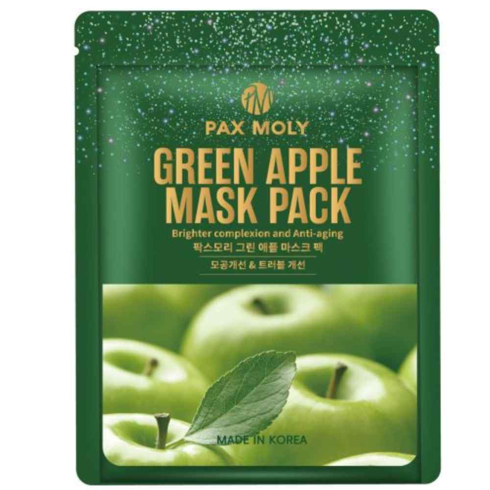 paxmoly-green-apple-brightening-sheet-mask-for-face-day-night-25-ml-1785484658 PaxMoly, Green Apple, Verheldering, Gezichtsmasker, Voor gezicht, Dag & Nacht, 25 ml - Afbeelding 1