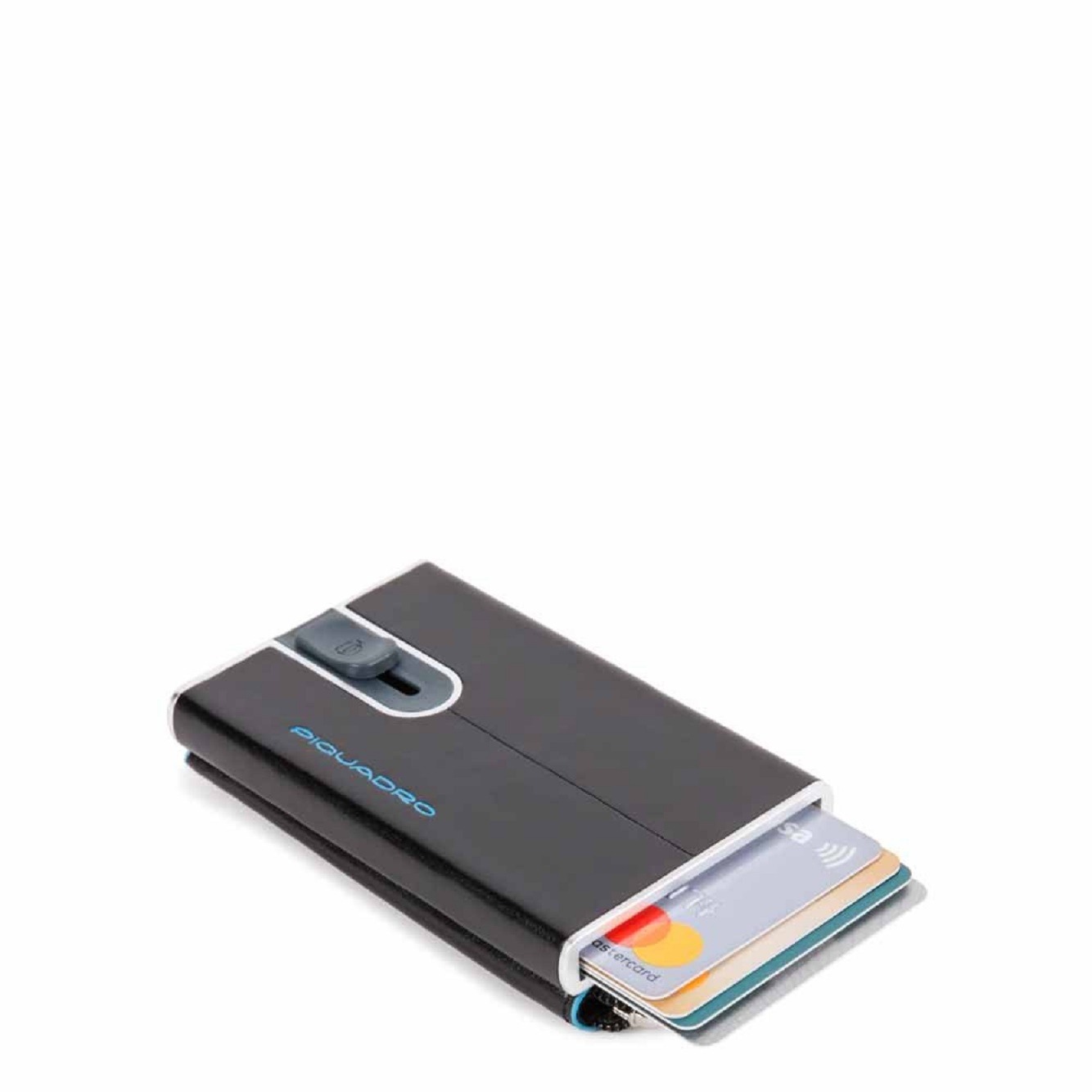 piquadro-blue-square-leather-card-holder-square-sliding-system-with-zipped-coin-pocket-pp5359b2r-n-black-6-2-x-10-5-x-1-2-cm-for-men-1682575811 Piquadro, Blue Square Card Holders - Afbeelding 1