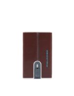 Piquadro, Blue Square, Leren kaarthouder, Vierkant schuifsysteem met geldclip, PP5358B2R, Mahonie, Voor mannen