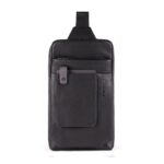 Piquadro, Tallin, Leren tas, Mono sling, Zwart, Voor mannen, 20 x 33 x 5 cm