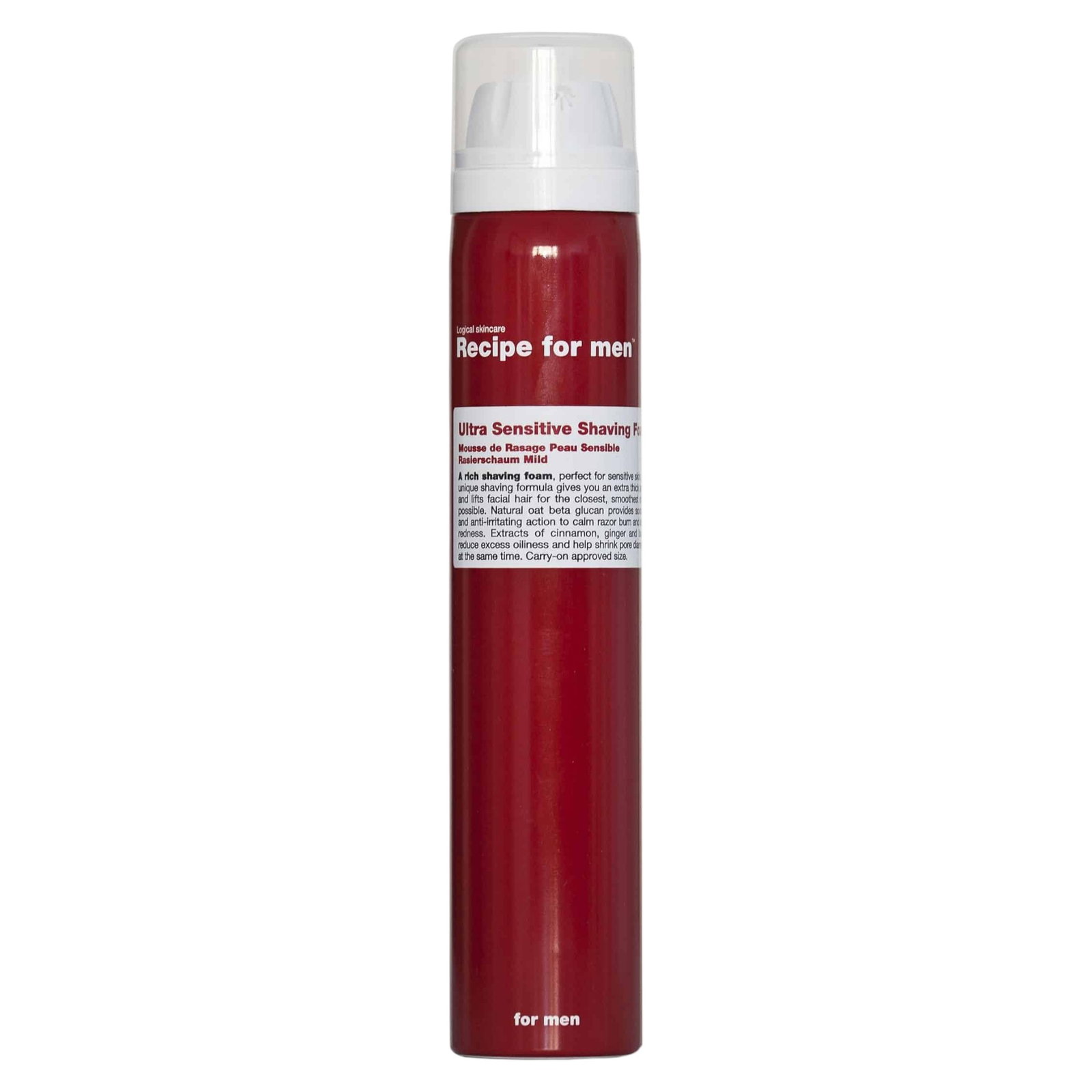 recipe-for-men-ultra-sensitive-shaving-foam-energising-shaving-foam-100-ml-1761815837 Recipe For Men, Ultra Sensitive Shaving Foam, Energieopwekkend, Scheerschuim, 100 ml - Afbeelding 1