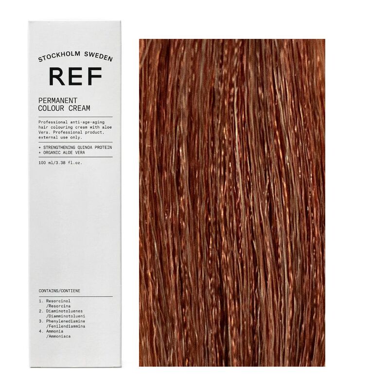 xr:d:DAFX7OKOKJI:59,j:45401868627,t:23011811 Ref Stockholm, Permanent Colour, Veganist, Permanente haarkleuring, 7.43 Golden Copper Blonde, 100 ml - Afbeelding 1