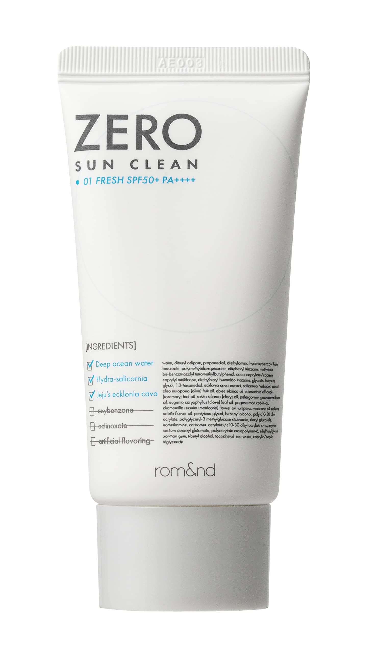 rom-nd-zero-all-skin-types-before-sun-exposure-light-cream-face-spf-50-pa-50-ml-1785755779 Rom&nd, Zero Sun Clean, Voor alle huidtypes, Voor blootstelling aan de zon, Lichte room, Voor gezicht, SPF 50+, 50 ml - Afbeelding 1