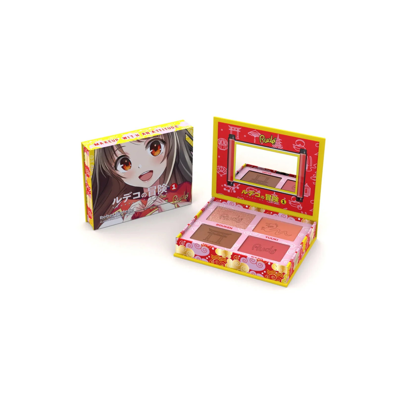 rude-cosmetics-rebel-rudeko-multi-use-face-palette-4-shades-1785914416 Rude Cosmetics, Rebel Rudeko, Multifunctioneel, Gezichtspalet, 4 tinten - Afbeelding 1