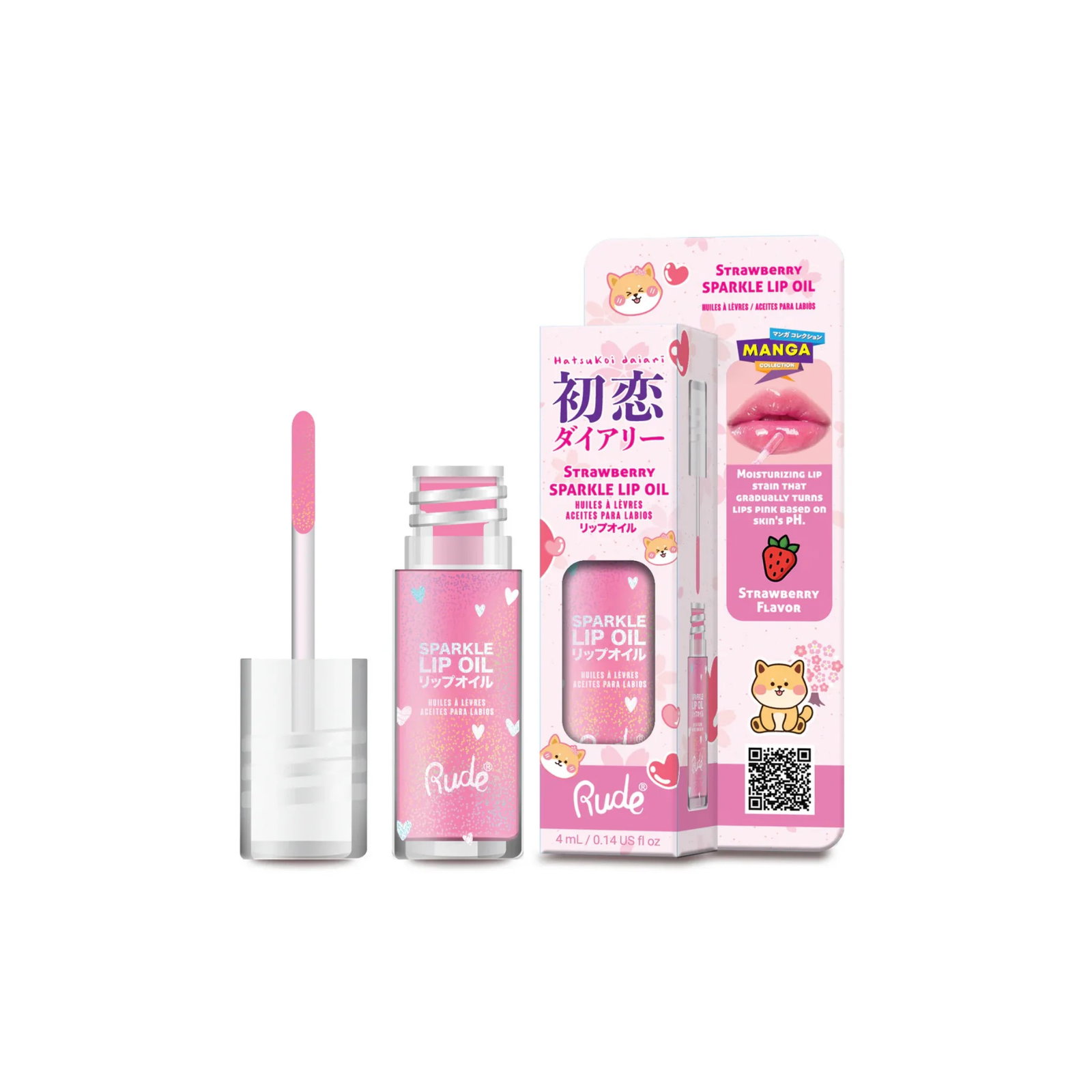 rude-cosmetics-strawberry-sparkle-lip-oil-4-ml-1785920347 Rude Cosmetics, Strawberry Sparkle, Lippenolie, 4 ml - Afbeelding 1