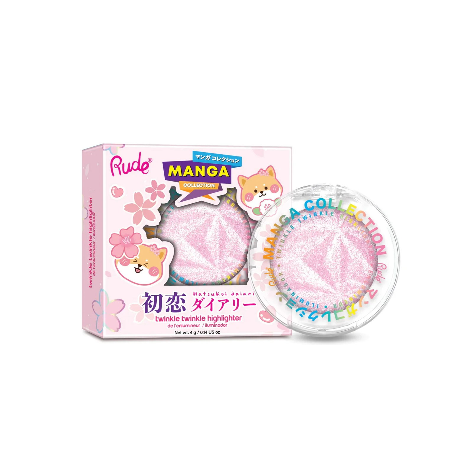 rude-cosmetics-twinkle-twinkle-illuminating-highlighter-palette-sawa-chan-s-heart-4-g-1785917186 Rude Cosmetics, Twinkle Twinkle, Verlichtend, Highlighter palet, Sawa-Chan's Heart, 4 g - Afbeelding 1