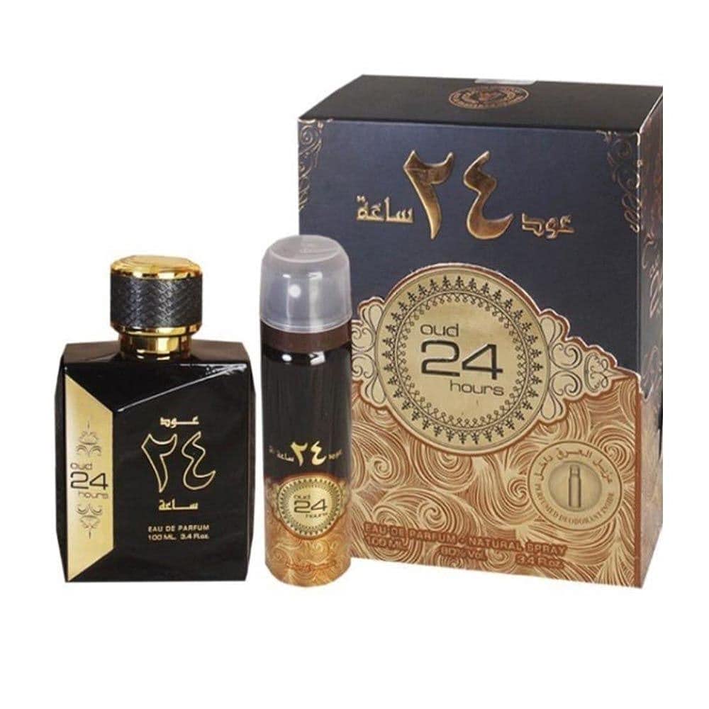 Version 1.0.0 Set Ard Al Zaafaran: Oud 24 Hours, Eau De Parfum, Unisex, 100 ml + Oud 24 Hours, Deodorant Spray, Unisex, 50 ml - Afbeelding 1