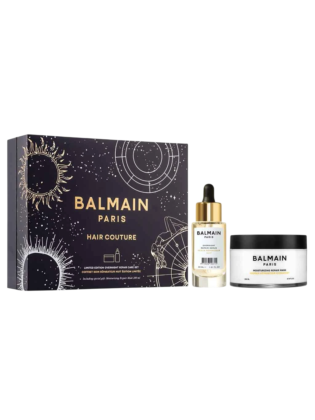 set-balmain-professionnel-overnight-botanical-oils-hair-serum-repairing-30-ml-moisturizing-hair-treatment-cream-mask-for-repairing-200-ml-1777016091 Set Balmain Professionnel: Overnight, Botanical Oils, Hair Serum, Repairing, 30 ml + Moisturizing, Hair Treatment Cream Mask, For Repairing, 200 ml - Afbeelding 1