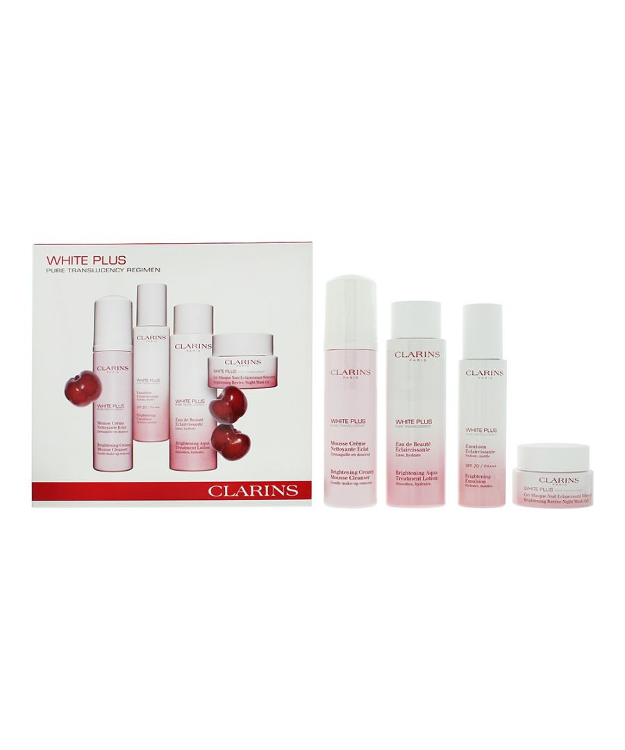 set-clarins-white-plus-hydrating-day-emulsion-for-face-75-ml-white-plus-brightening-cleansing-foam-150-ml-white-plus-brightening-lotion-for-face-200-m Set Clarins: White Plus, Hydrating, Day, Emulsion, For Face, 75 ml + White Plus, Brightening, Cleansing Foam, 150 ml + White Plus, Brightening, Lotion, For Face, 200 ml + White Plus, Brightening, Gel Mask, For Face, 50 ml - Afbeelding 1